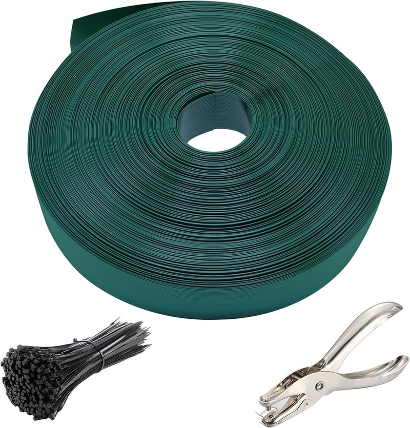 LEIGUNSING Chain Link Fence Privacy Tape, 246ft x 0.15ft Chain Link Fence Slats, Fence Covering Privacy, 200PCS Zip Ties + Puncher Included, Green - Image 1